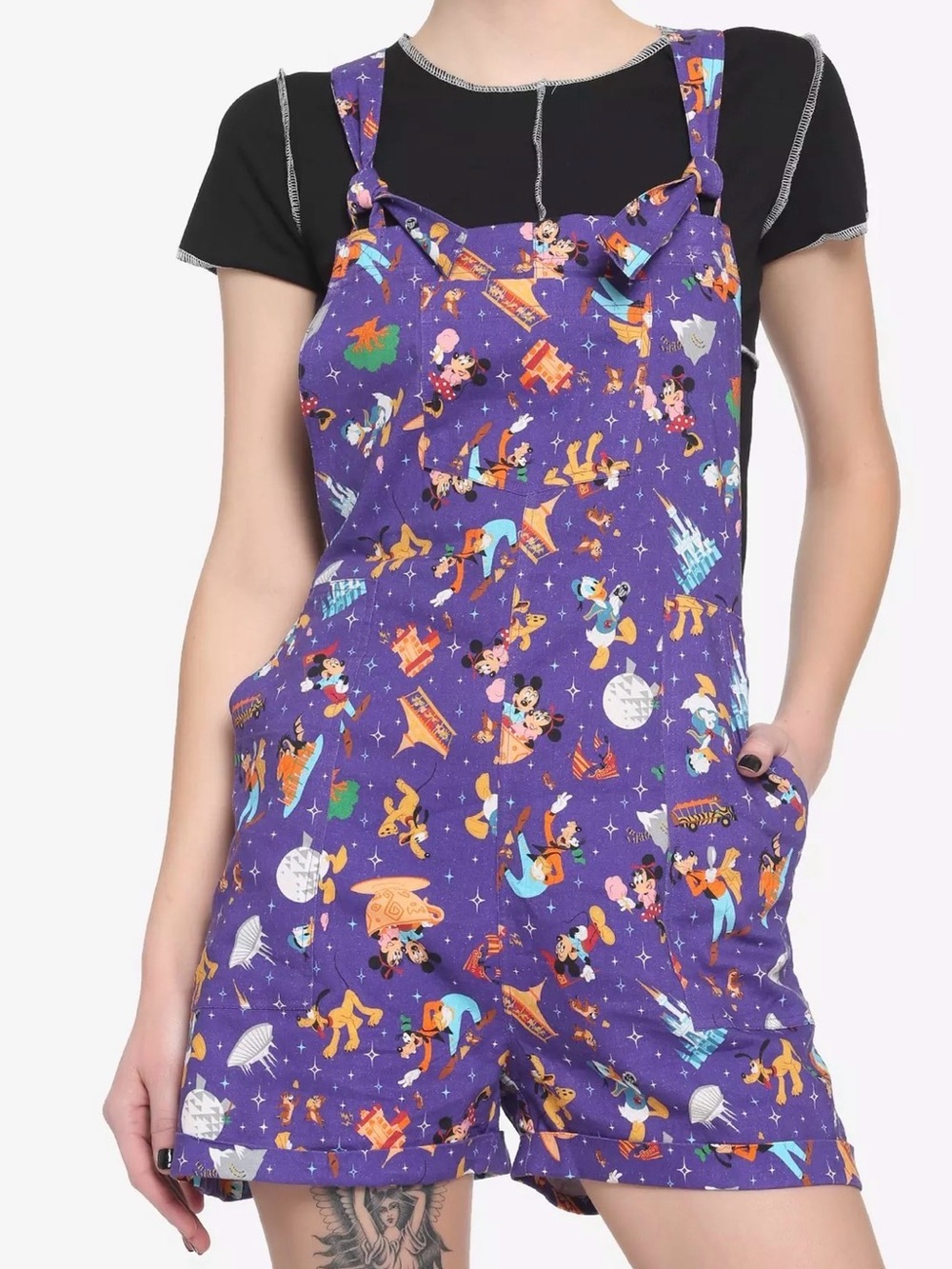 Her Universe Walt Disney World 50th Anniversary Attractions Linen Shortalls S